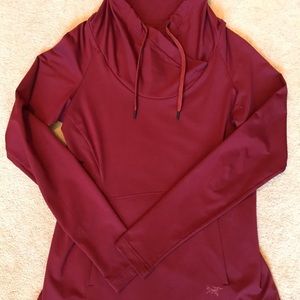 Maroon cowl neck long sleeved tunic length